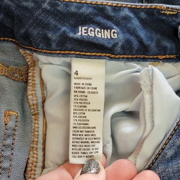 American Eagle Jegging Medium Wash Skinny Low Rise Distressed Denim AE 4 Jeans - Picture 12 of 12